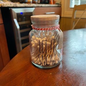 Rae Dunn let it snow Cotton Swabs glass jar